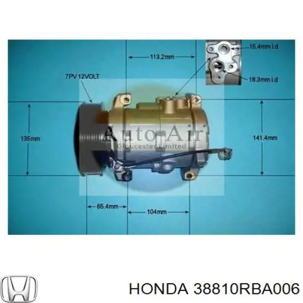 Компрессор кондиционера 38810RBA006 Honda