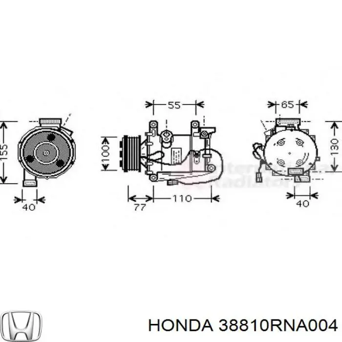 Компрессор системы кондиционирования Honda 38810RNA004 цена, от 175.38 USD
