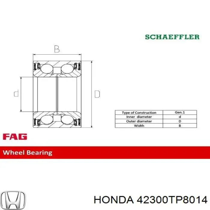 Купить 42300TP8014 Honda Подшипник задней ступицы