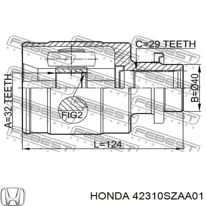 Полуось задняя правая 42310SZAA01 Honda