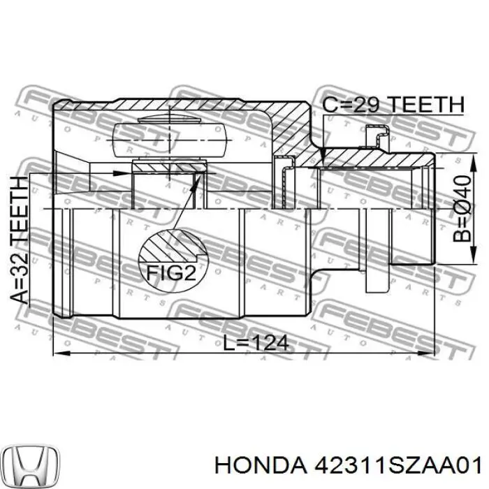 Полуось задняя левая 42311SZAA01 Honda