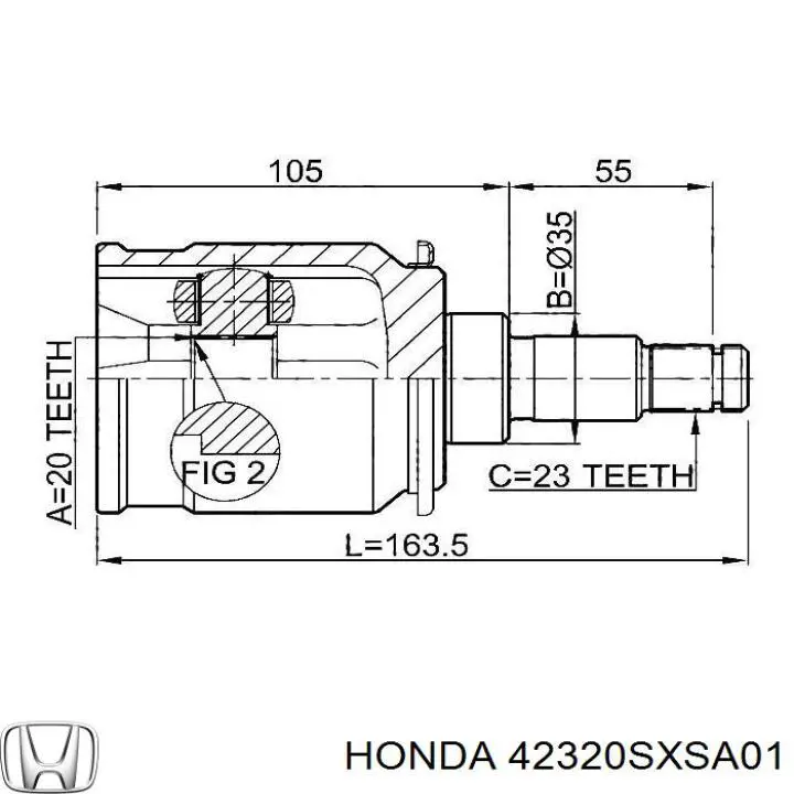 Шарнир угловых скоростей внутренний задний Honda 42320SXSA01 цена, от 62.08 USD