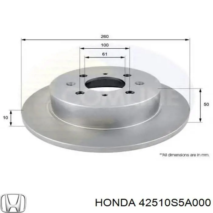 Задний тормозной диск Honda 42510S5A000 цена, от 26.86 USD