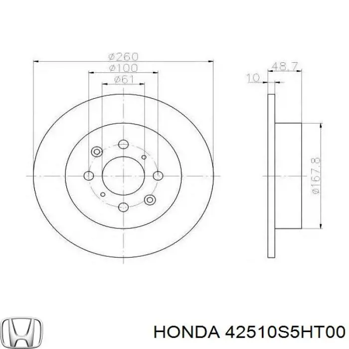 Тормозные диски 42510S5HT00 Honda