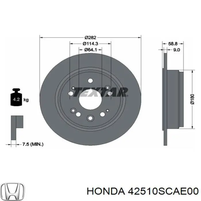 Задний дисковый тормоз Honda 42510SCAE00