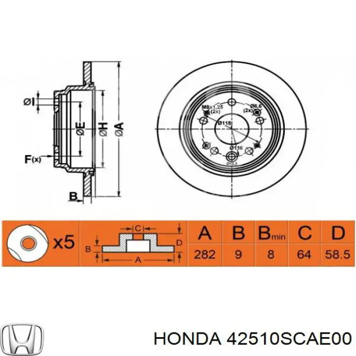 42510SCAE00 Honda disco do freio traseiro