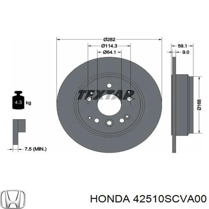42510SCVA00 Honda диск тормозной задний