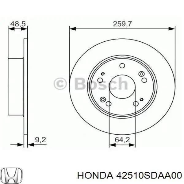 Задний тормозной диск Honda 42510SDAA00 цена, от 23.24 USD