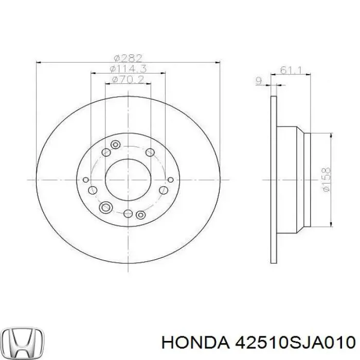 Тормозные диски 42510SJA010 Honda