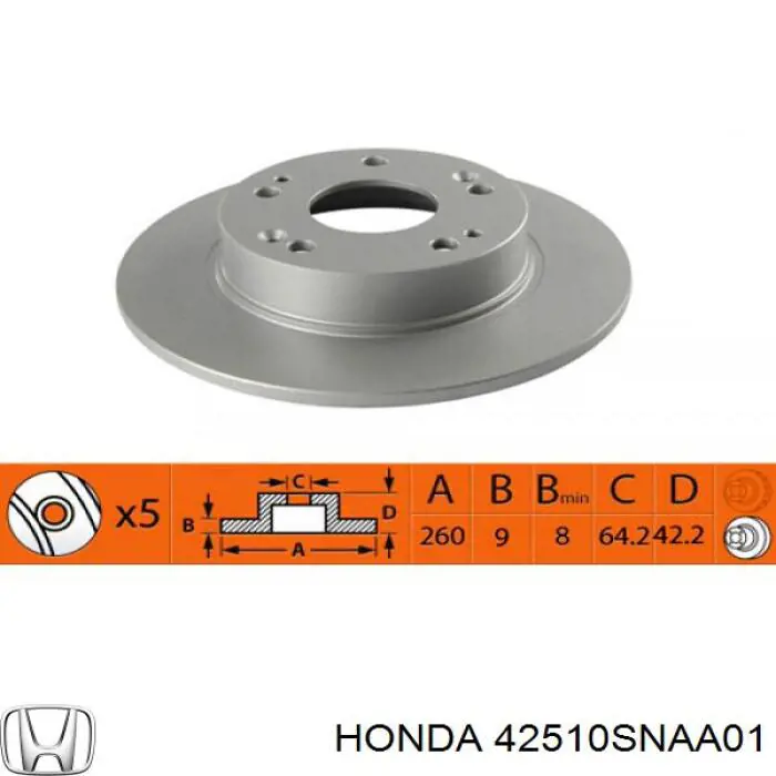 Купить 42510SNAA01 Honda Диск тормозной задний