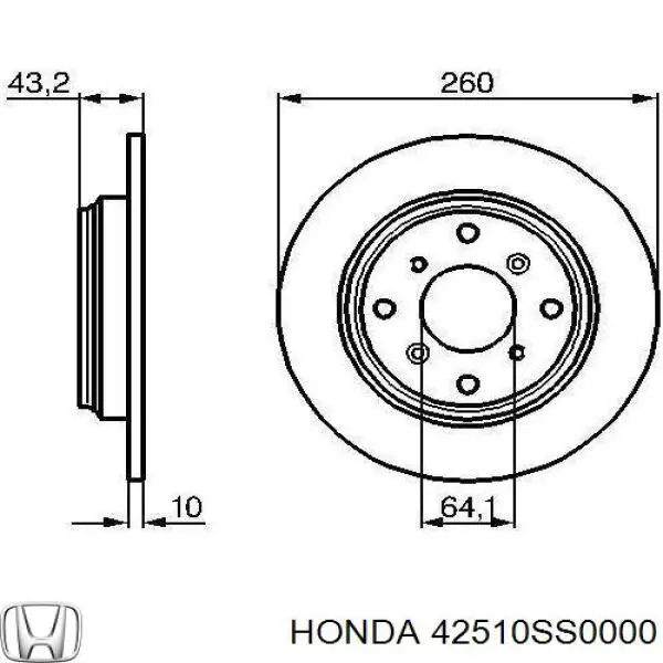 Купить 42510SS0000 Honda Диск тормозной задний
