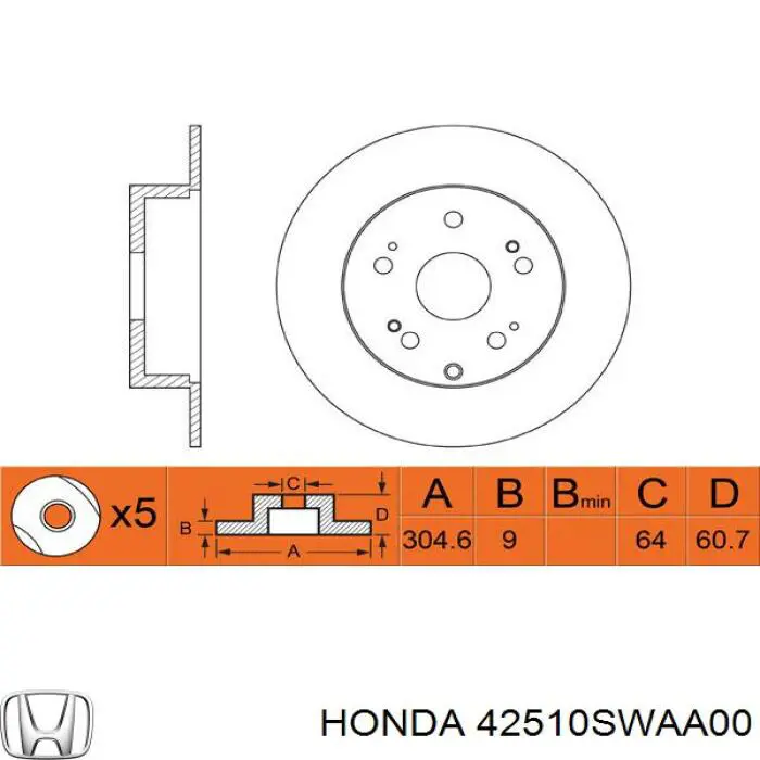 Купить 42510SWAA00 Honda Диск тормозной задний