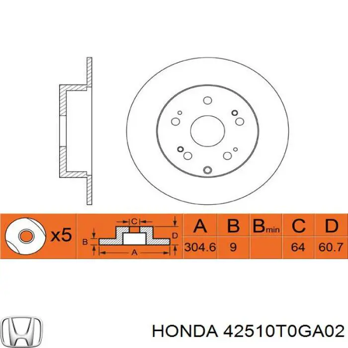 Задний тормозной диск Honda 42510T0GA02 цена, от 40.38 USD