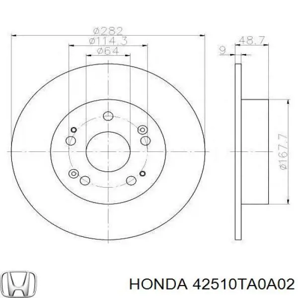42510TA0A02 Honda диск тормозной задний
