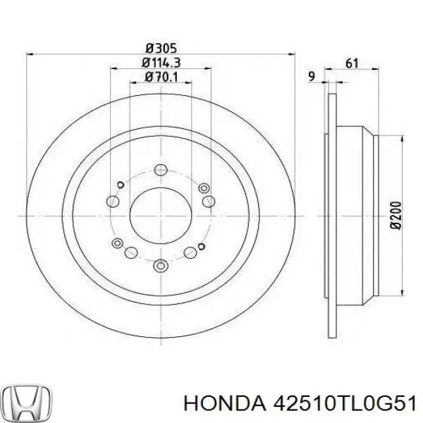 42510TL0G51 Honda диск тормозной задний