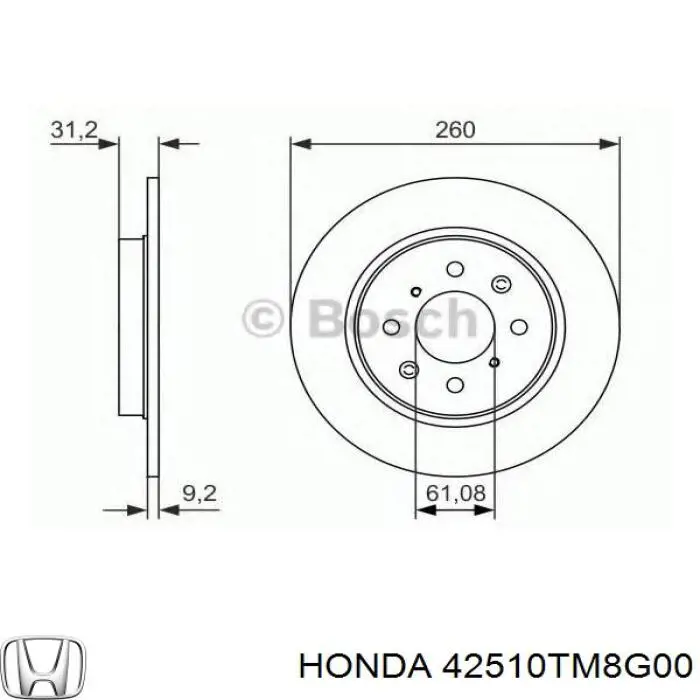 Задний тормозной диск Honda 42510TM8G00 цена, от 30.75 USD