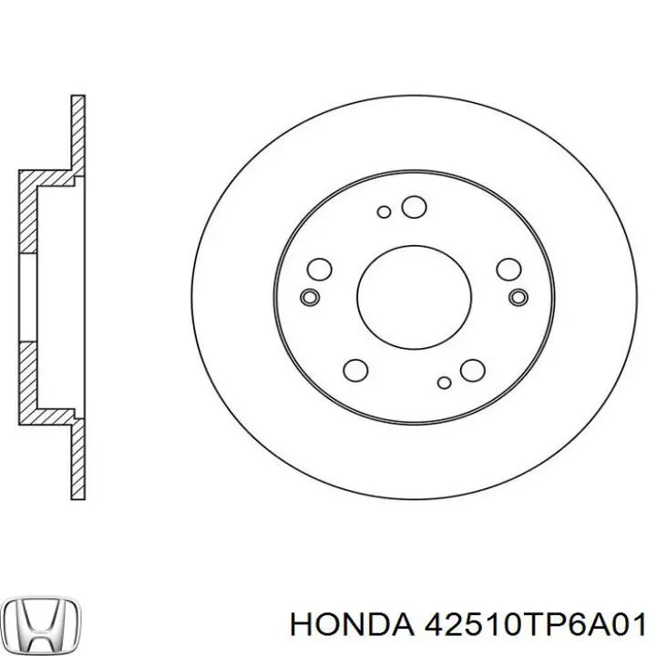 Disco de freno trasero 42510TP6A01 Honda/Acura