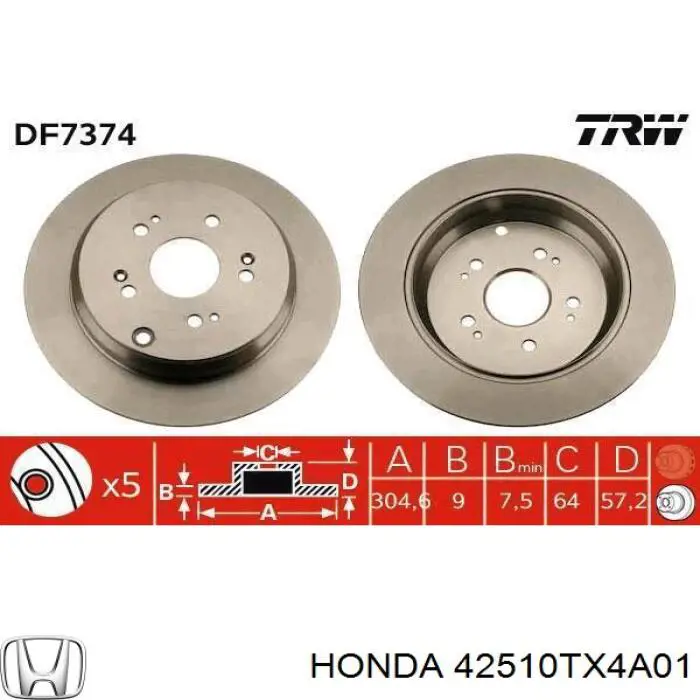 42510TX4A01 Honda тормозные диски