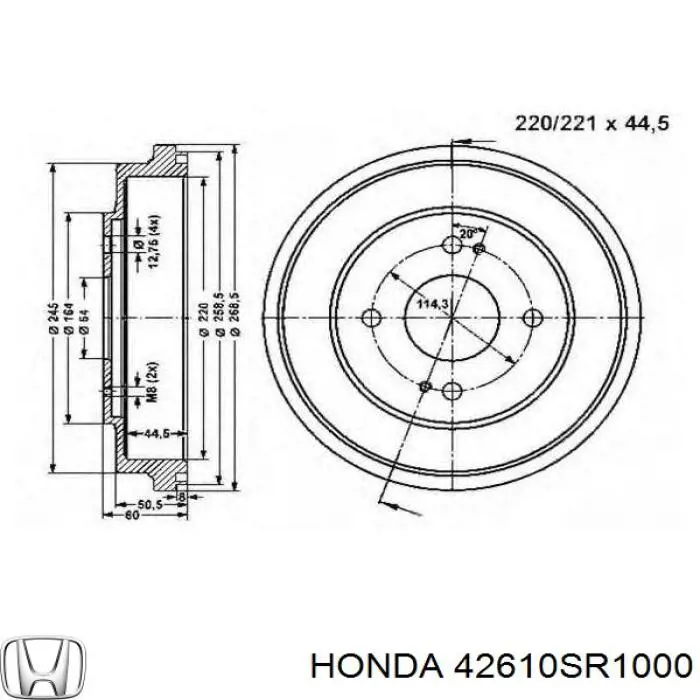 Тормозной барабан 42610SR1000 Honda