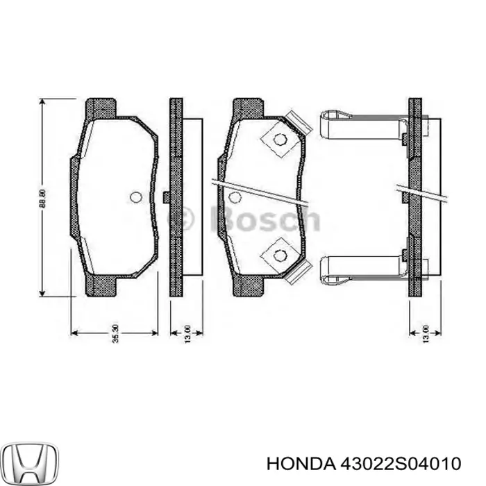 43022-S04-010 Honda колодки тормозные задние дисковые