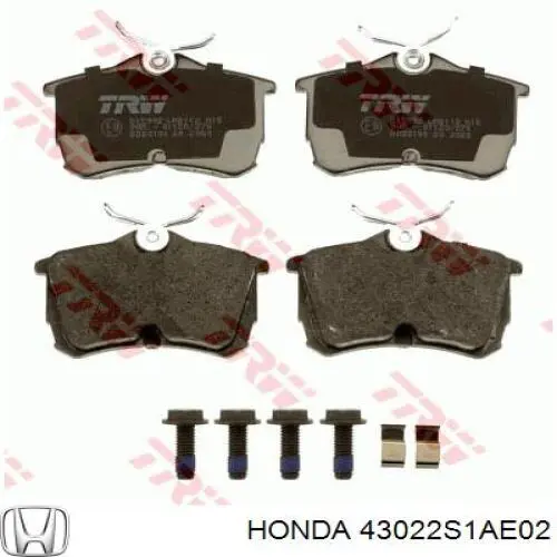 Купить 43022S1AE02 Honda Колодки тормозные задние, дисковые