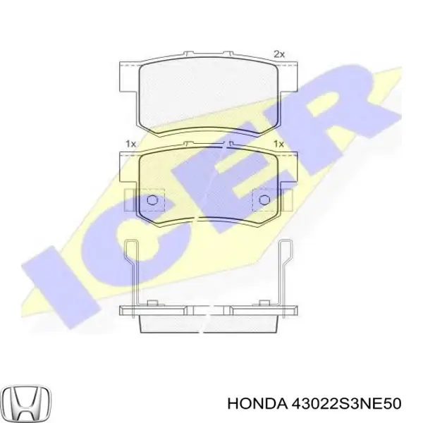 Pastillas de freno traseras 43022S3NE50 Honda/Acura