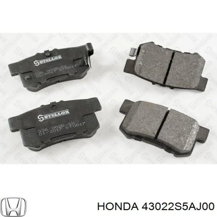 Купить 43022S5AJ00 Honda Колодки тормозные задние, дисковые
