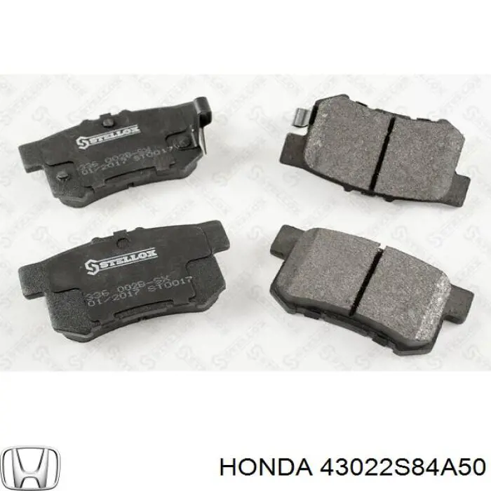 43022S84A50 Honda колодки тормозные задние дисковые