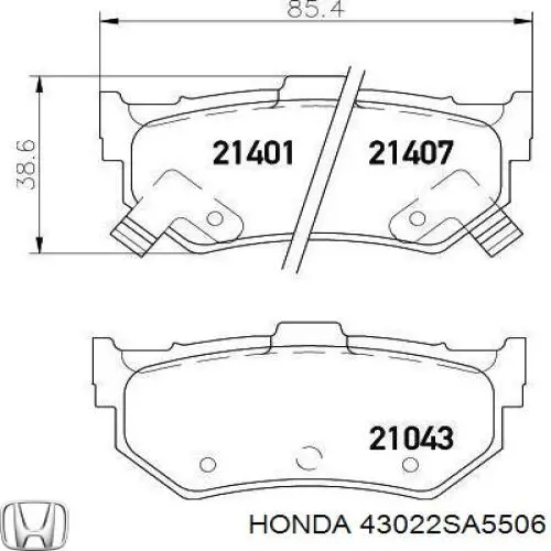 Задние тормозные колодки 43022SA5506 Honda