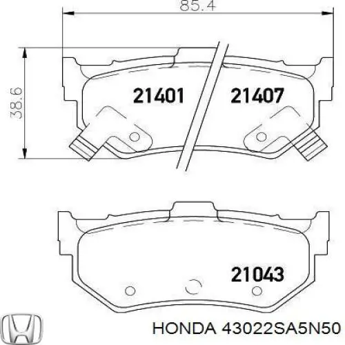 43022SA5N50 Honda задние тормозные колодки