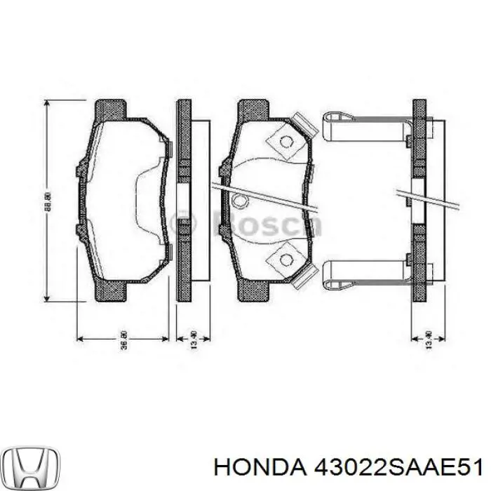 Колодки тормозные задние дисковые Honda 43022SAAE51
