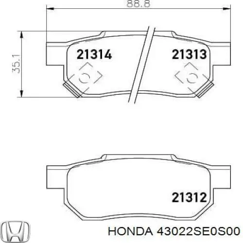 Задние тормозные колодки 43022SE0S00 Honda