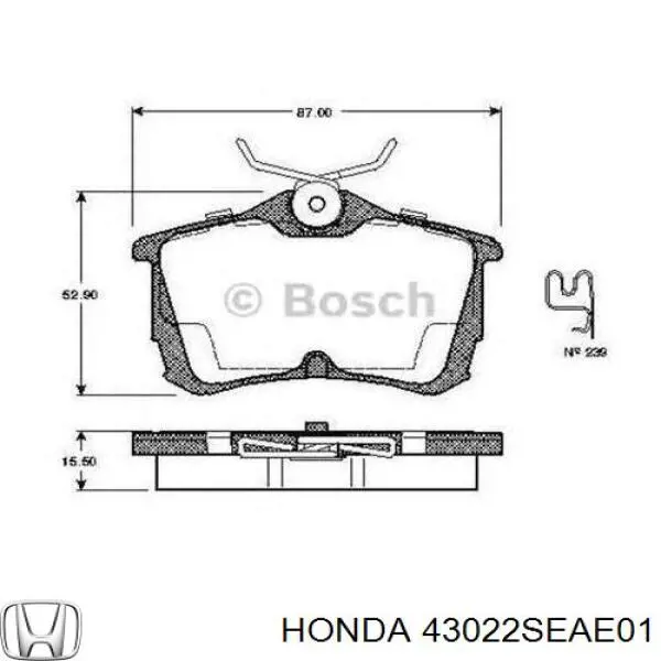 Колодки дисковые  Honda 43022SEAE01 цена, от 14.06 USD