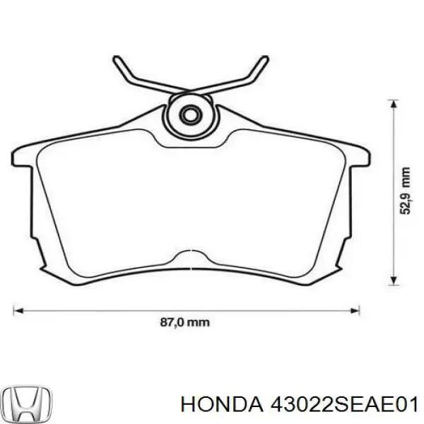 Колодки гальмові задні, дискові 43022SEAE01 Honda