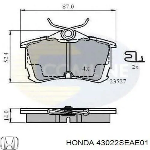 Задние дисковые колодки Honda 43022SEAE01