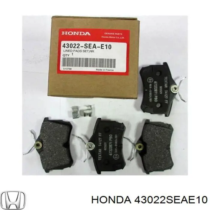 43022SEAE10 Honda sapatas do freio traseiras de disco