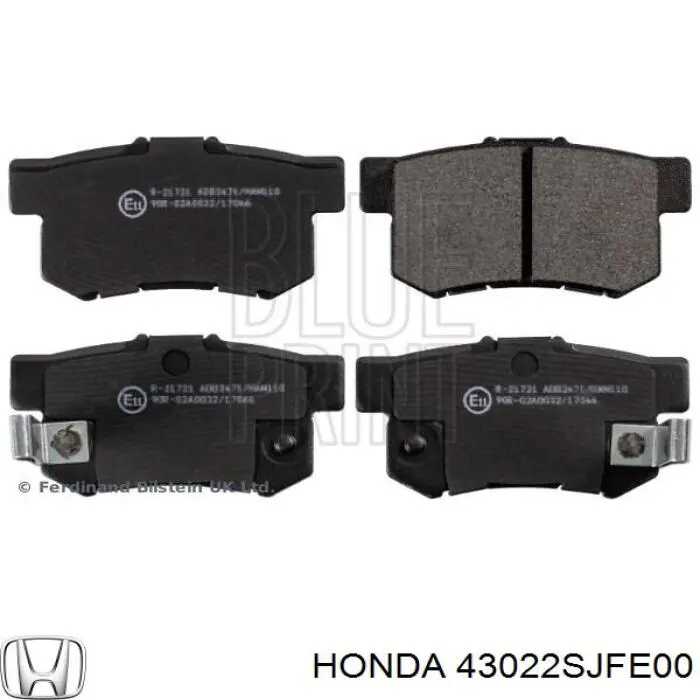 43022SJFE00 Honda колодки тормозные задние дисковые