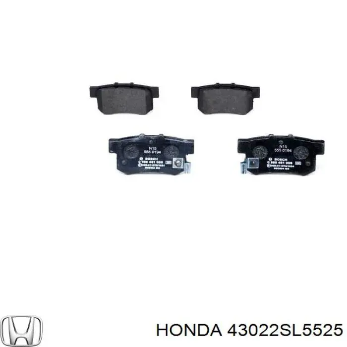 Pastillas de freno traseras 43022SL5525 Honda