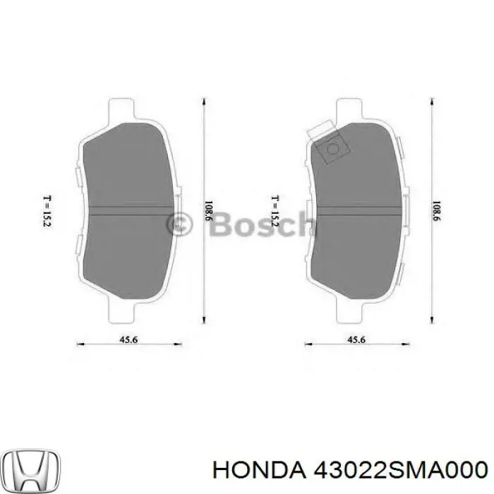 Задние тормозные колодки 43022SMA000 Honda