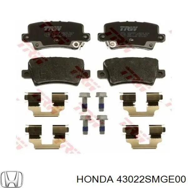 43022SMGE00 Honda колодки тормозные задние дисковые