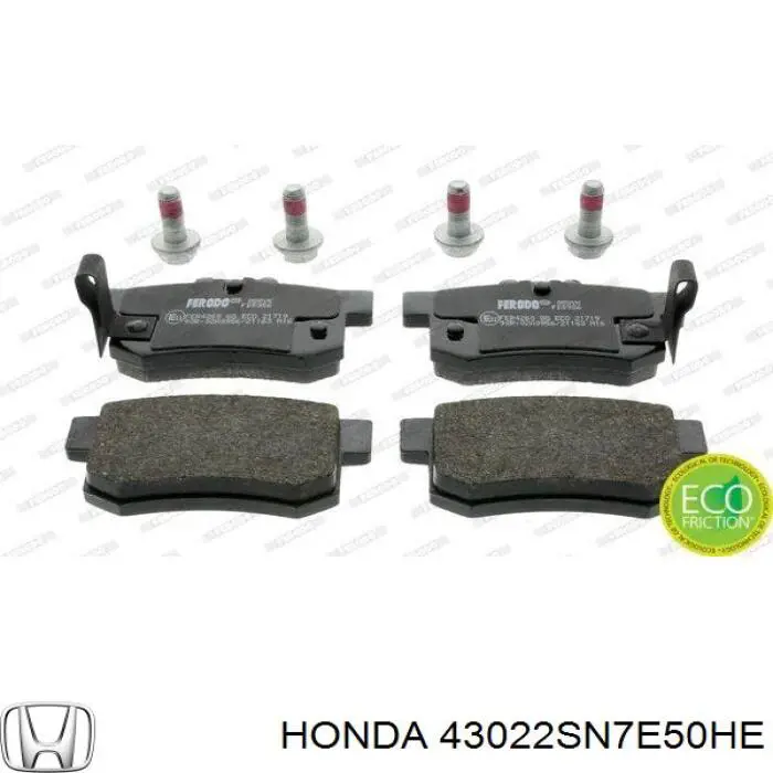 Pastillas de freno traseras 43022SN7E50HE Honda