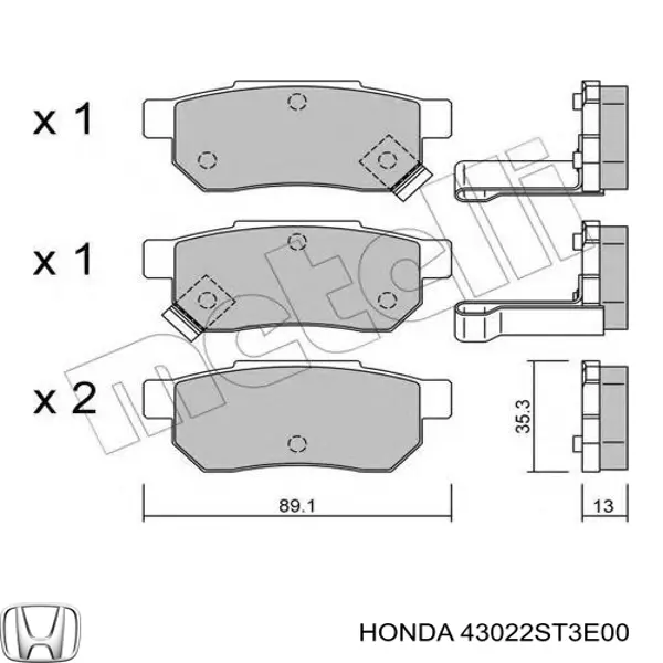 43022ST3E00 Honda Колодки тормозные дисковые комплект