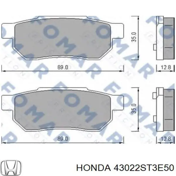 Купить 43022ST3E50 Honda Колодки тормозные задние, дисковые