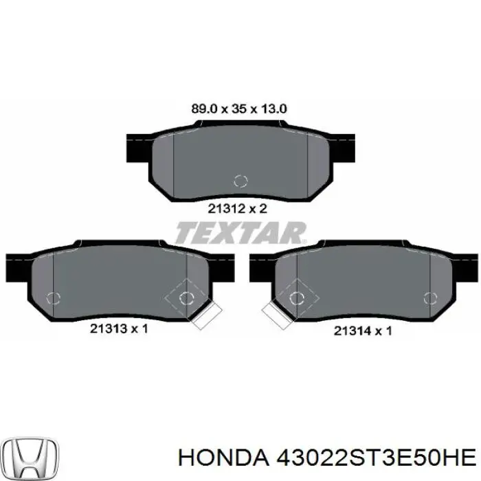 Колодки дисковые  Honda 43022ST3E50HE цена, от 13.97 USD