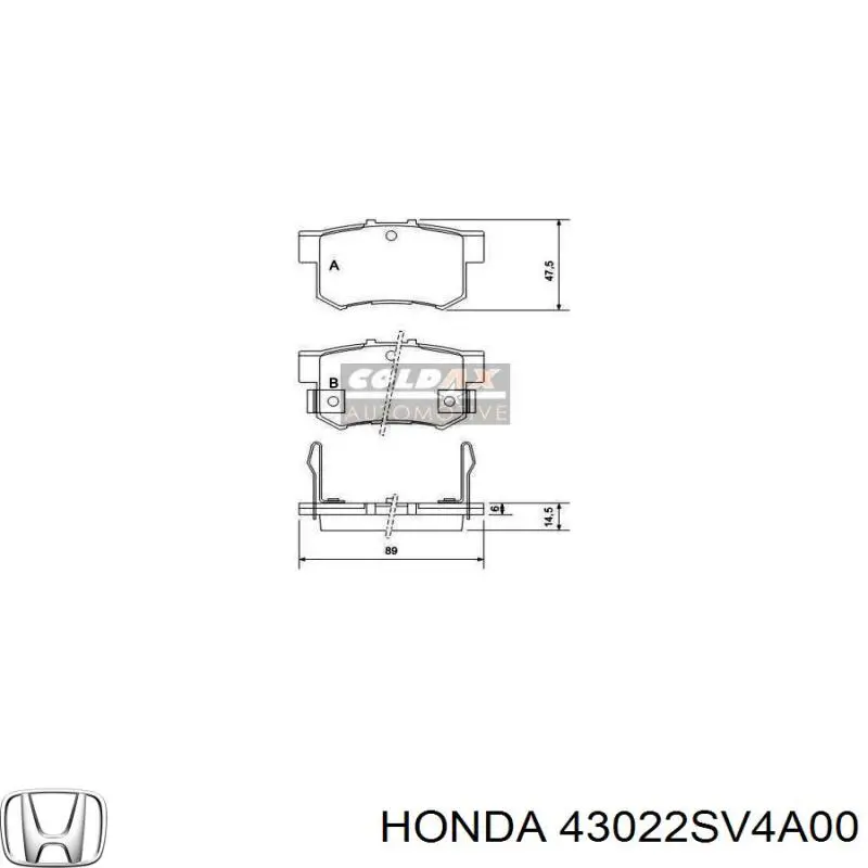 Задние дисковые колодки Honda 43022SV4A00