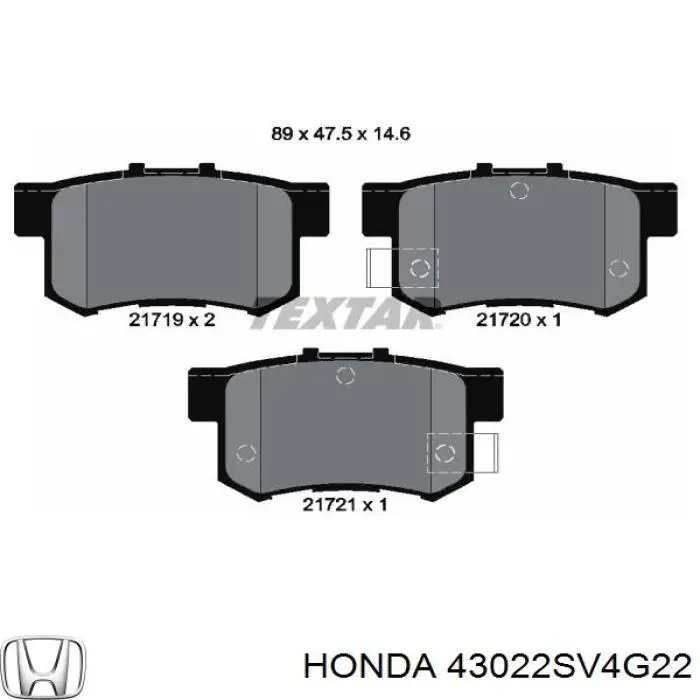 43022SV4G22 Honda задние тормозные колодки