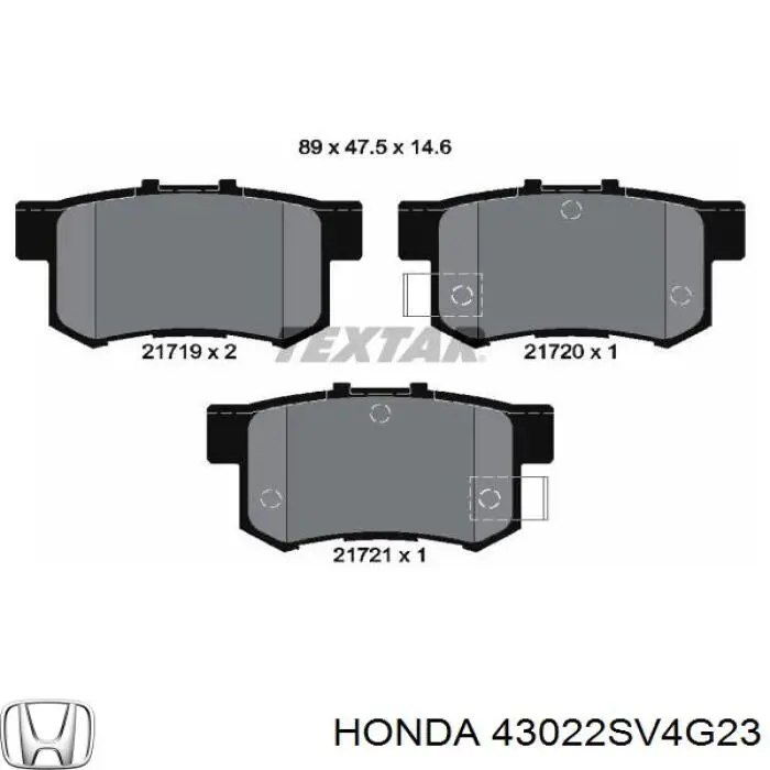 43022SV4G23 Honda задние тормозные колодки