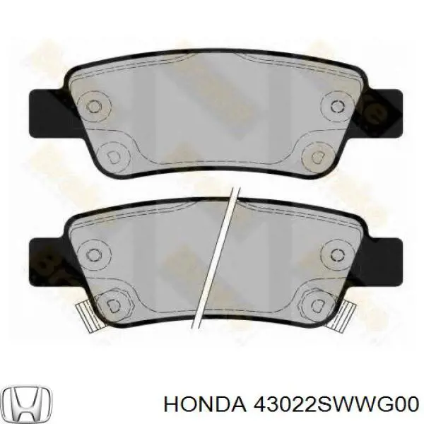 Купить 43022SWWG00 Honda Колодки тормозные задние, дисковые