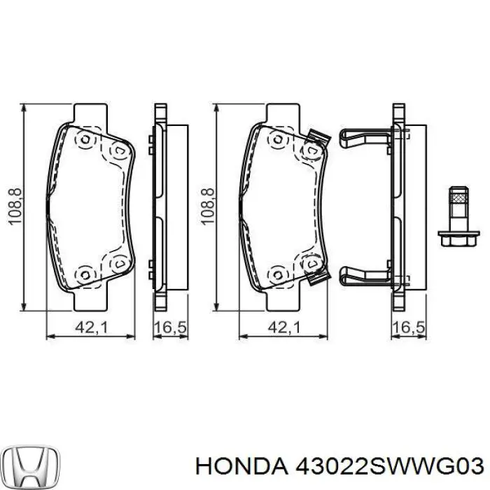 Колодки дисковые  Honda 43022SWWG03 цена, от 22.84 USD