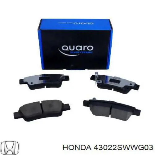 Купить 43022SWWG03 Honda Колодки тормозные задние, дисковые